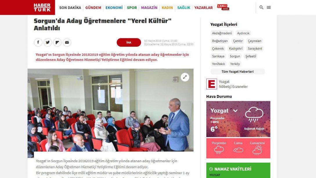 Sorgun'da Aday Öğretmenlere ''Yerel Kültür'' Anlatıldı HABER TÜRK SİTESİ