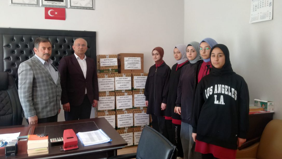 Şehit Nusrat Atmaca Kız Anadolu İmam Hatip Lisesi  Deprem Bölgesi için Yardım Kampanyası Düzenledi.