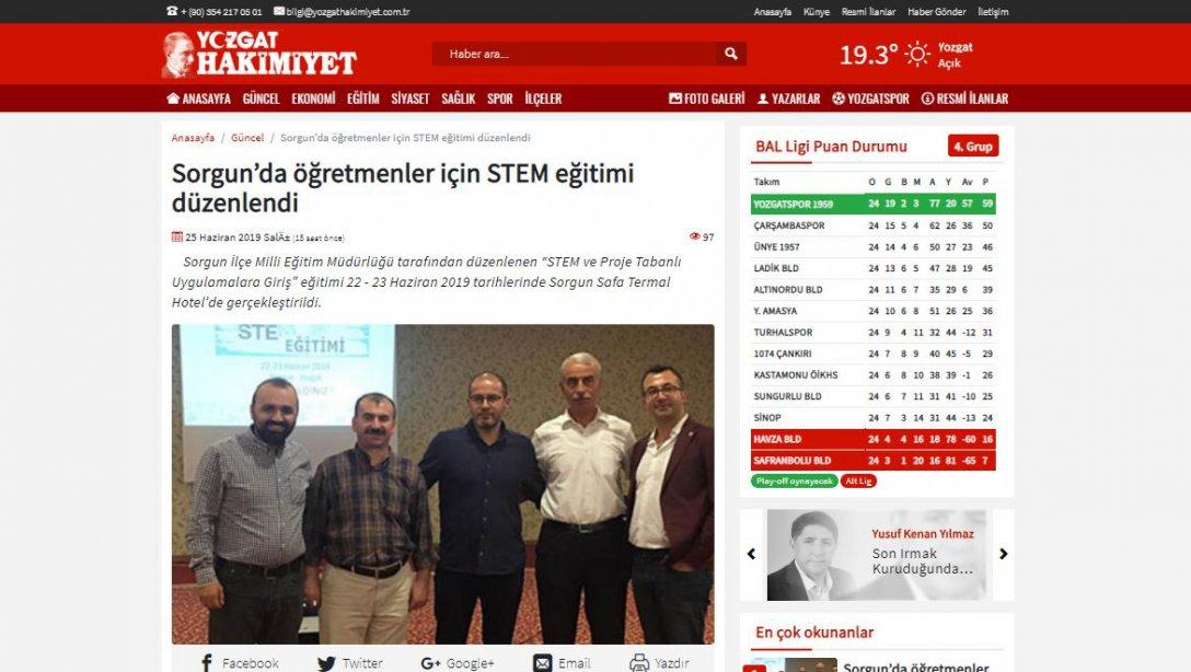 Yozgat HAKİMİYET Gazetesi-Sorgun'da öğretmenler için STEM eğitimi düzenlendi