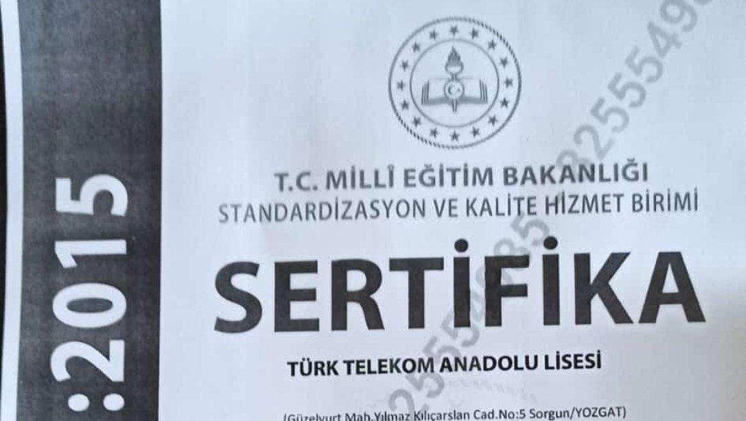 Türk Telekom Anadolu Lisesi ISO 45001 ve ISO 9001 Sertifikaları Almaya hak kazanmıştır.